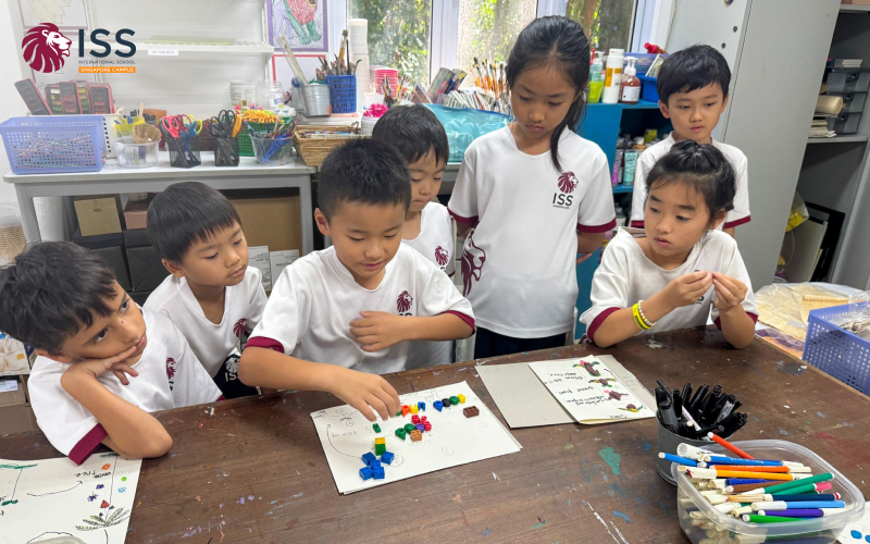 International school students working on a group learning activity